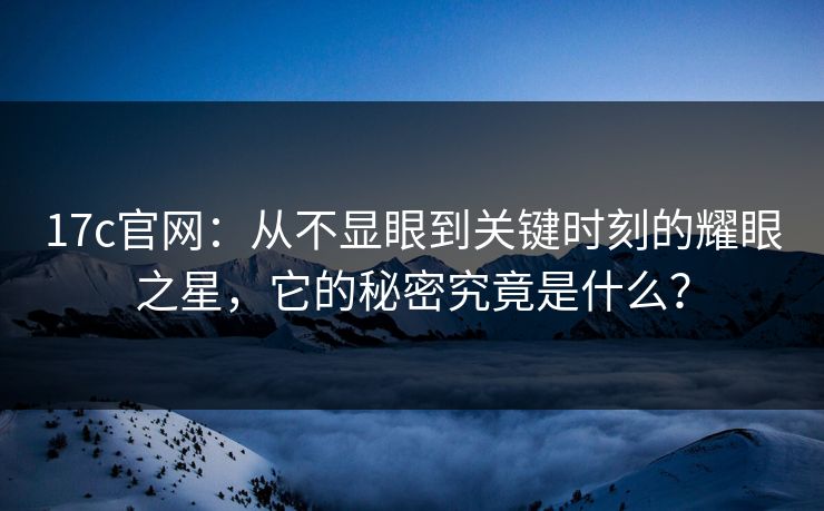 17c官网：从不显眼到关键时刻的耀眼之星，它的秘密究竟是什么？