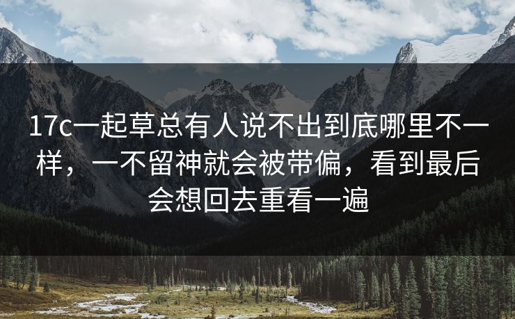 17c一起草总有人说不出到底哪里不一样，一不留神就会被带偏，看到最后会想回去重看一遍