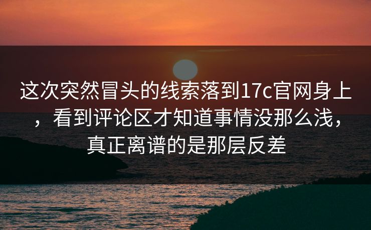 这次突然冒头的线索落到17c官网身上，看到评论区才知道事情没那么浅，真正离谱的是那层反差