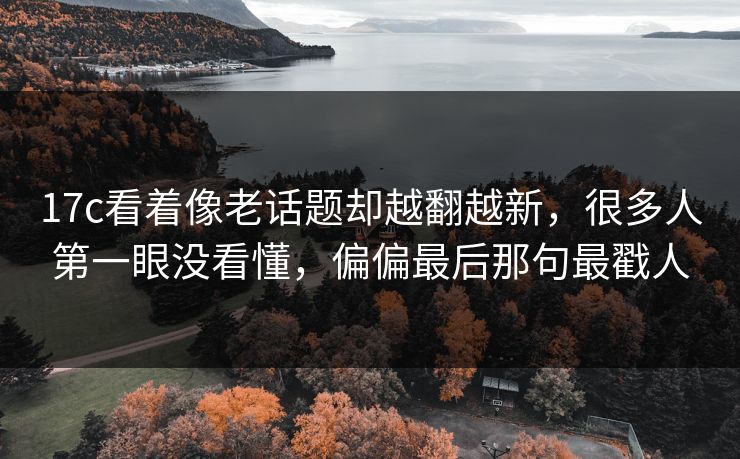 17c看着像老话题却越翻越新，很多人第一眼没看懂，偏偏最后那句最戳人
