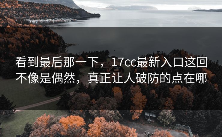 看到最后那一下，17cc最新入口这回不像是偶然，真正让人破防的点在哪