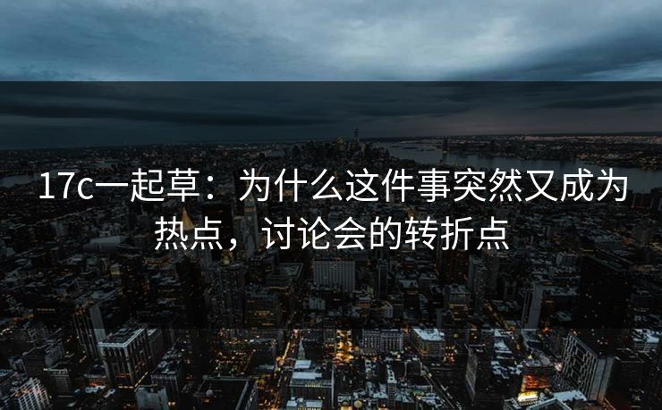 17c一起草:为什么这件事突然又成为热点,讨论会的转折点 17c一起草:为什么这件事突然又成为热点,讨论会的转折点